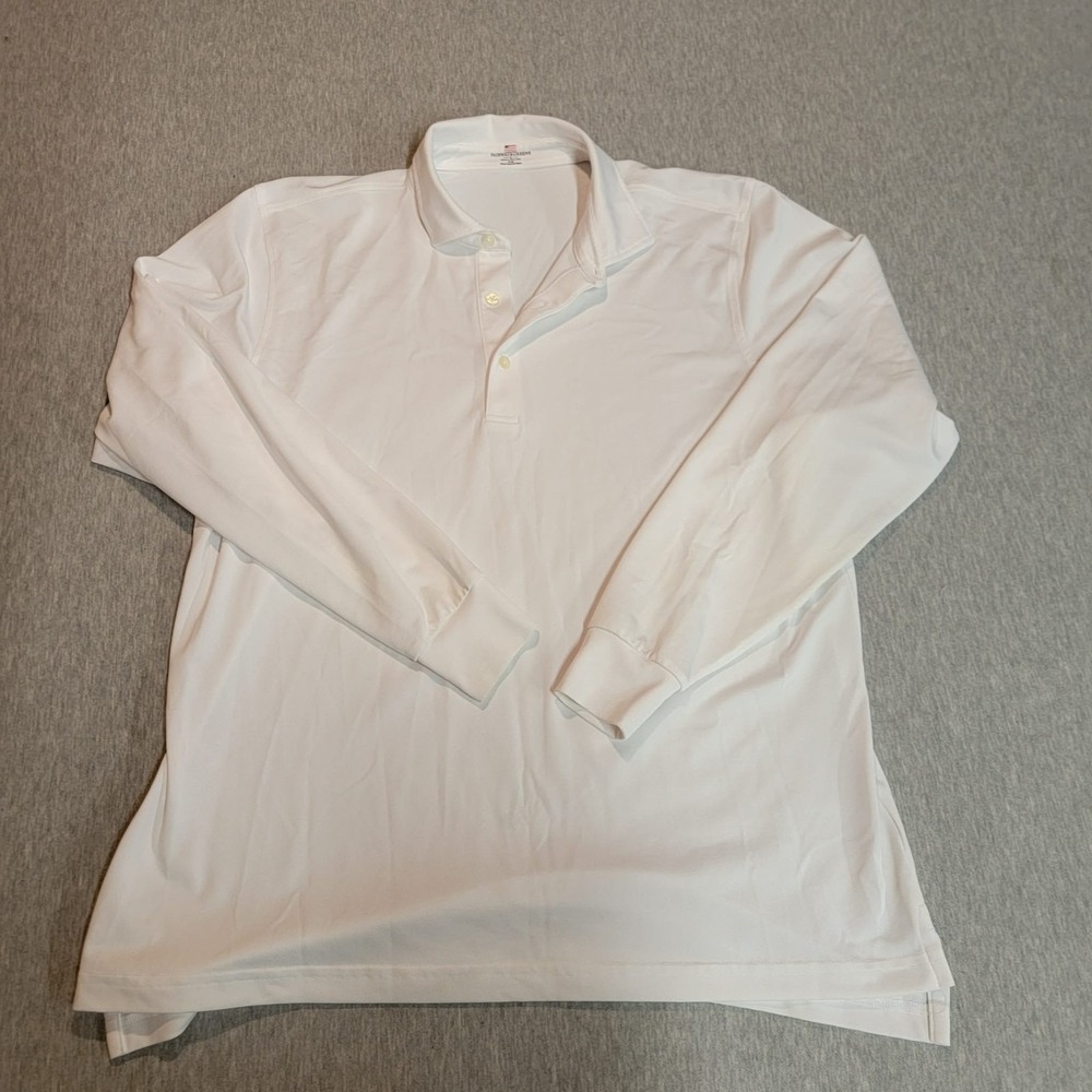 Fairway & Greene Mens White Long Sleeve Golf Polo Shirt Large Regular Fit Solid